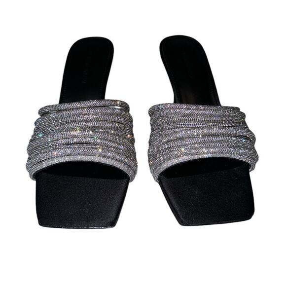 NEW NWT Jonathan Simkhai Lena Crystal Embellished Open Toe Mules Heels Size 39 - Picture 3 of 13